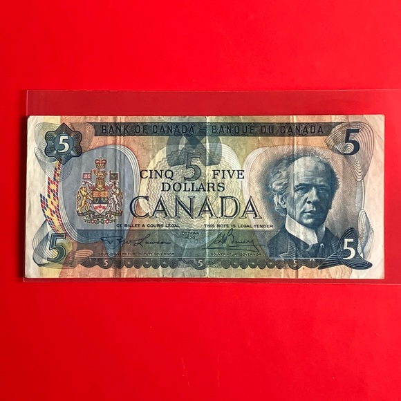 Vintage Old $5 Canadian Bill 1979 - Picture 1 of 6